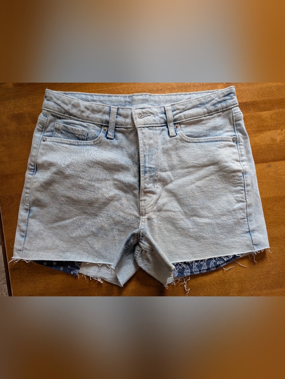 Old Navy Light Wash Denim Shorts with Bandana Lining